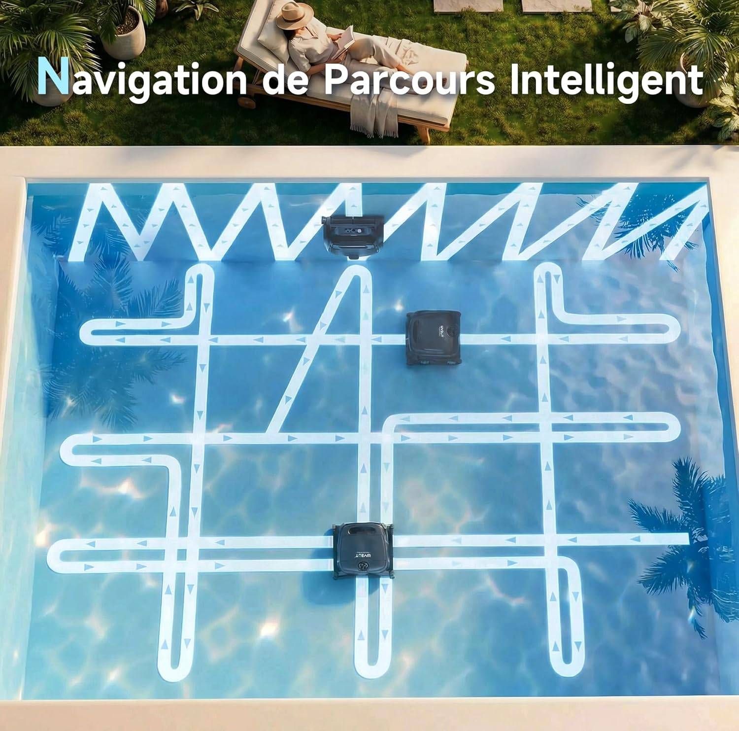 WYBOT B1 robot piscine sans fil - contrôle app - nettoyage fond/parois/coins -2 brosses latérales - Image 4