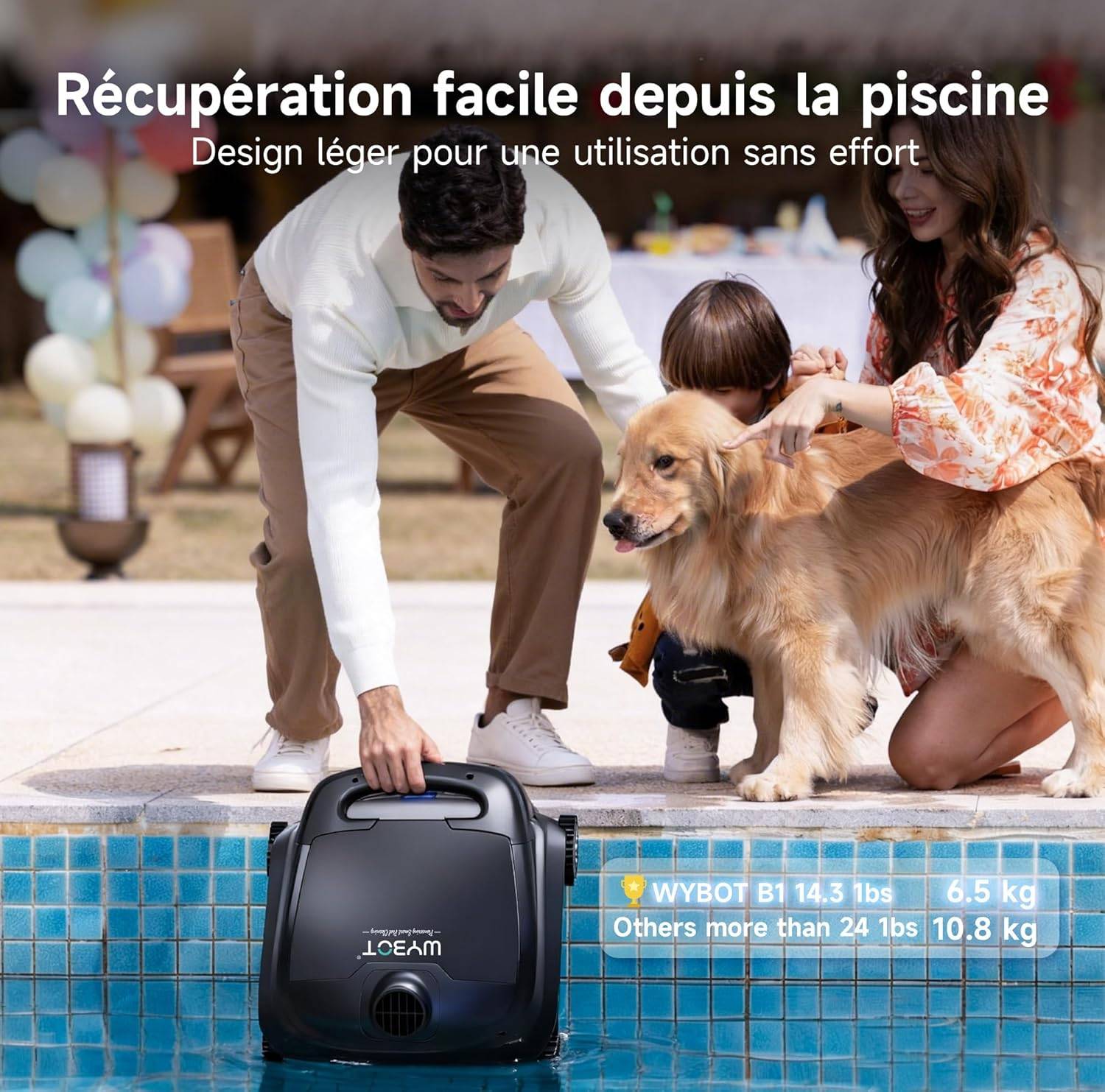 WYBOT B1 robot piscine sans fil - contrôle app - nettoyage fond/parois/coins -2 brosses latérales - Image 9