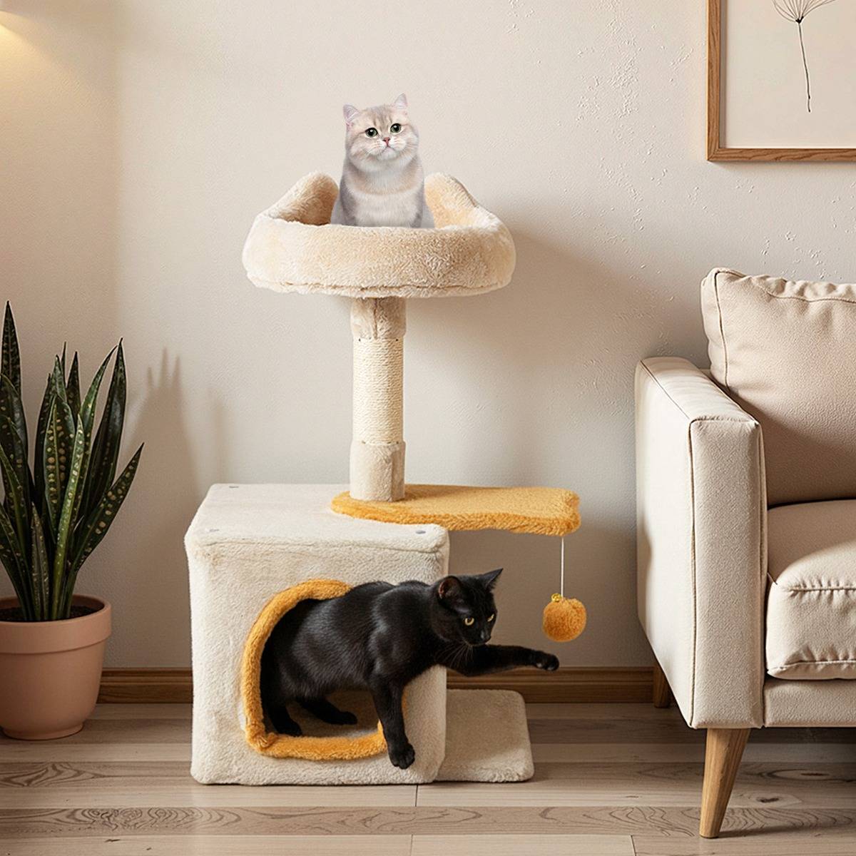 Maison Chic - Arbre à Chat pour Chatons Tour pour Chats avec Perchoir en Peluche Condo Poteaux à Griffer - Image 4