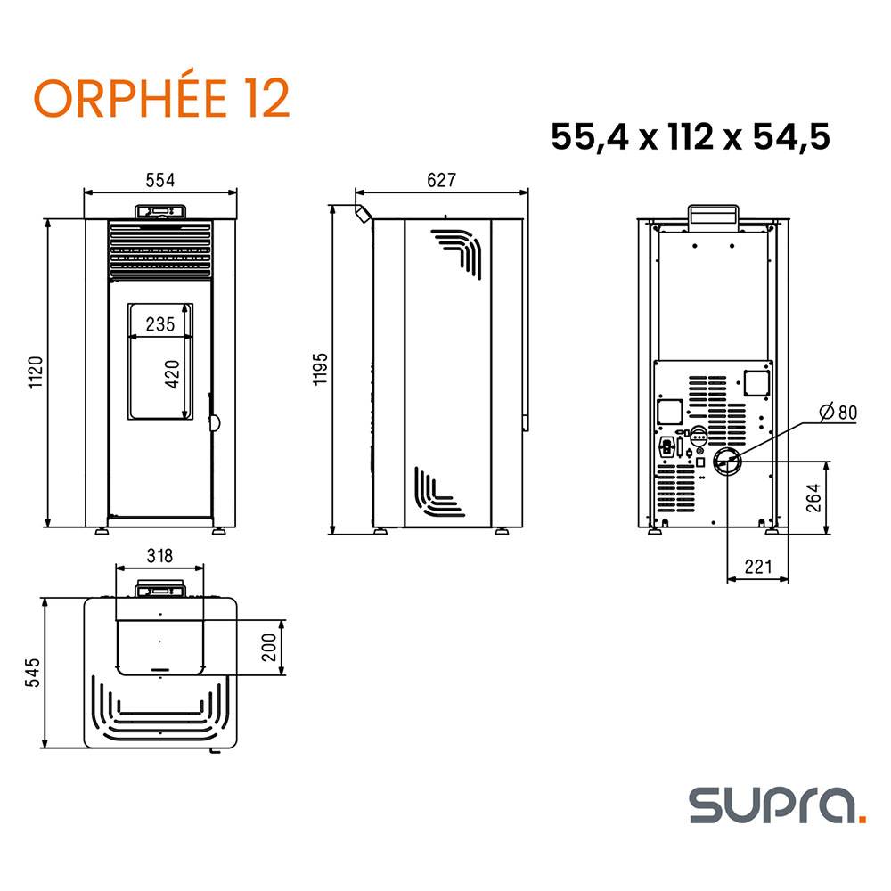 Supra - Poêle à granulés de bois 11.9kw blanc ORPHEE 12 BLANC Supra - Imagen 5
