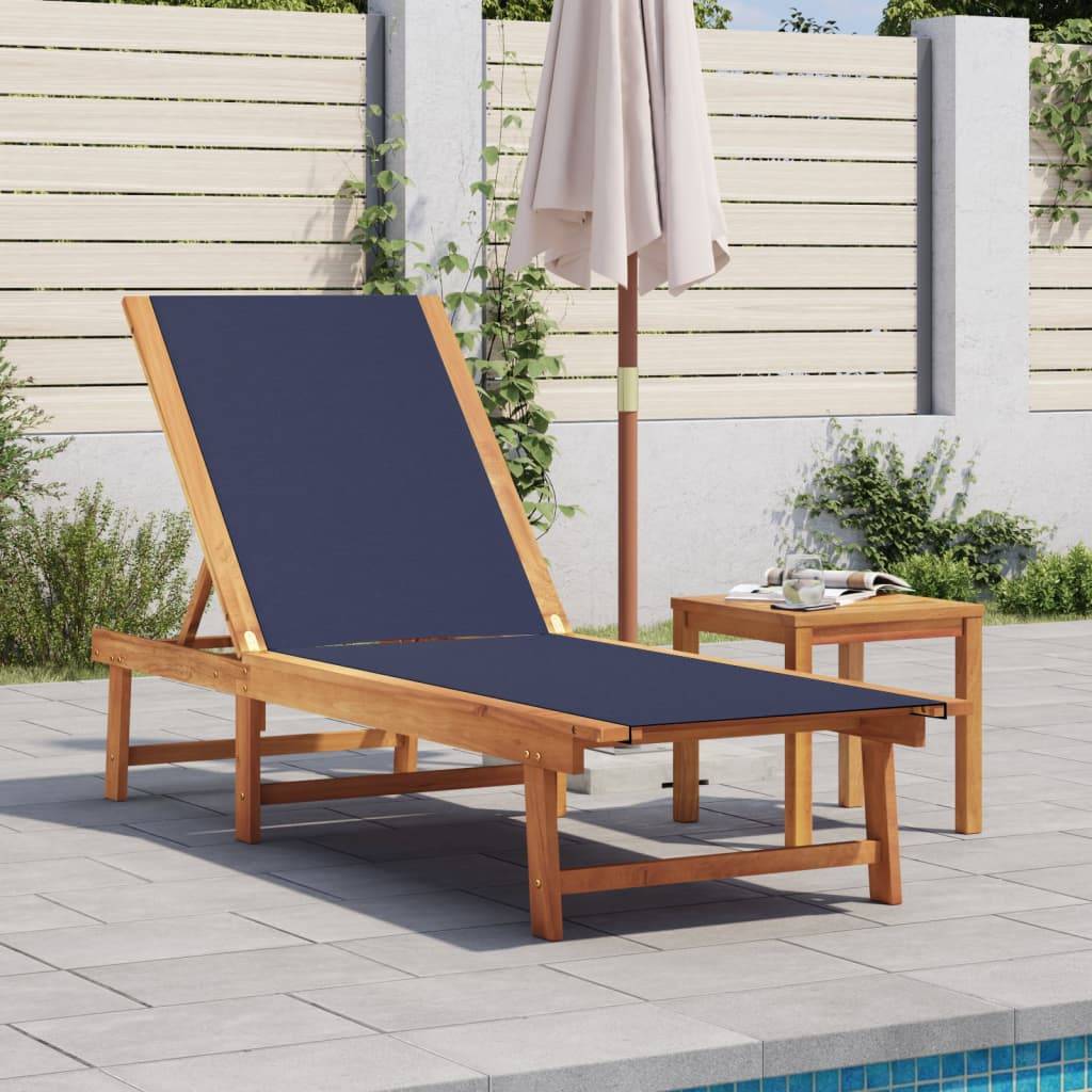 Maison Chic - Bain de soleil - Transat - Chaise longue bleu bois d'acacia solide et textilène - MEUBLE PRO - Image 2