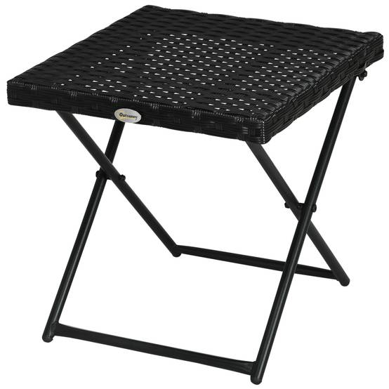 Table d'appoint pliante balcon acier résine tressée compacte 40cm noir - ComfortXL Outdoor Living - Image 2