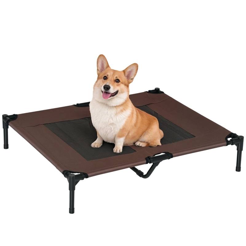 Lit de camp surélevé pour chien extérieur 92 x 76 x 18 cm métal et textilène - PANGIVO - Image 1