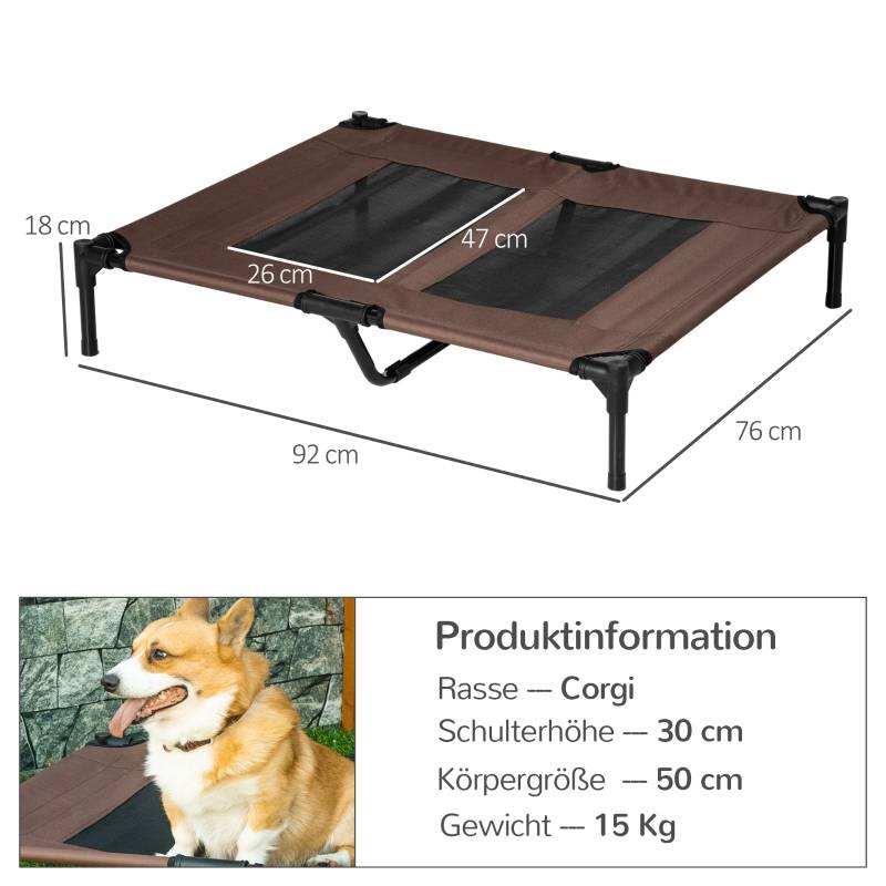 Lit de camp surélevé pour chien extérieur 92 x 76 x 18 cm métal et textilène - PANGIVO - Image 3