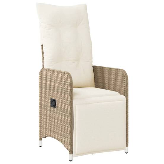 Chaises inclinables de jardin en résine tressée beige avec table 45 x 50 cm - PANGIVO - Image 4