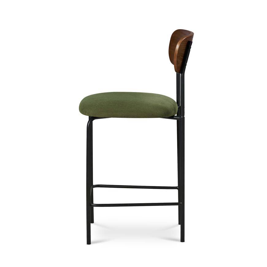 Sicaan Lot de 2 tabourets de bar scandinaves OLIVIA velours côtelé kaki - Image 6