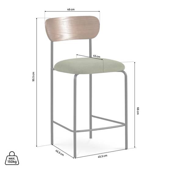 Sicaan Lot de 2 tabourets de bar scandinaves OLIVIA velours côtelé kaki - Image 2