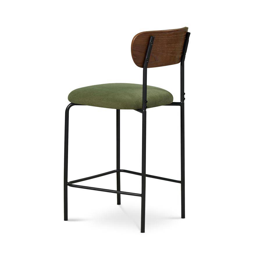 Sicaan Lot de 2 tabourets de bar scandinaves OLIVIA velours côtelé kaki - Image 7