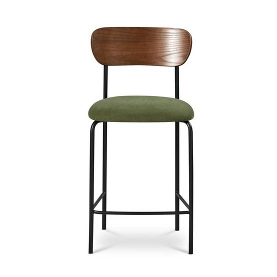 Sicaan Lot de 2 tabourets de bar scandinaves OLIVIA velours côtelé kaki - Image 4