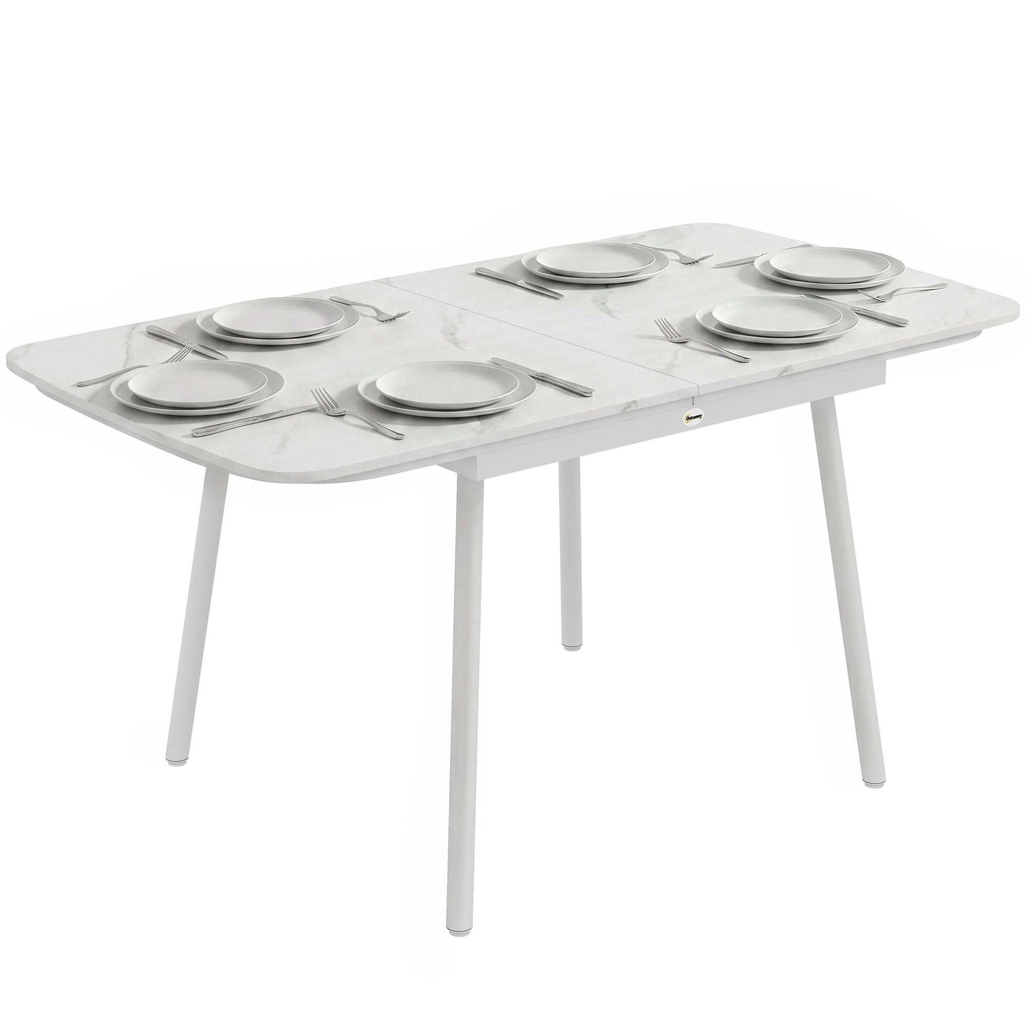 Table jardin rectangulaire 6 personnes 140x80 cm plateau composite bois plastique - Image 1