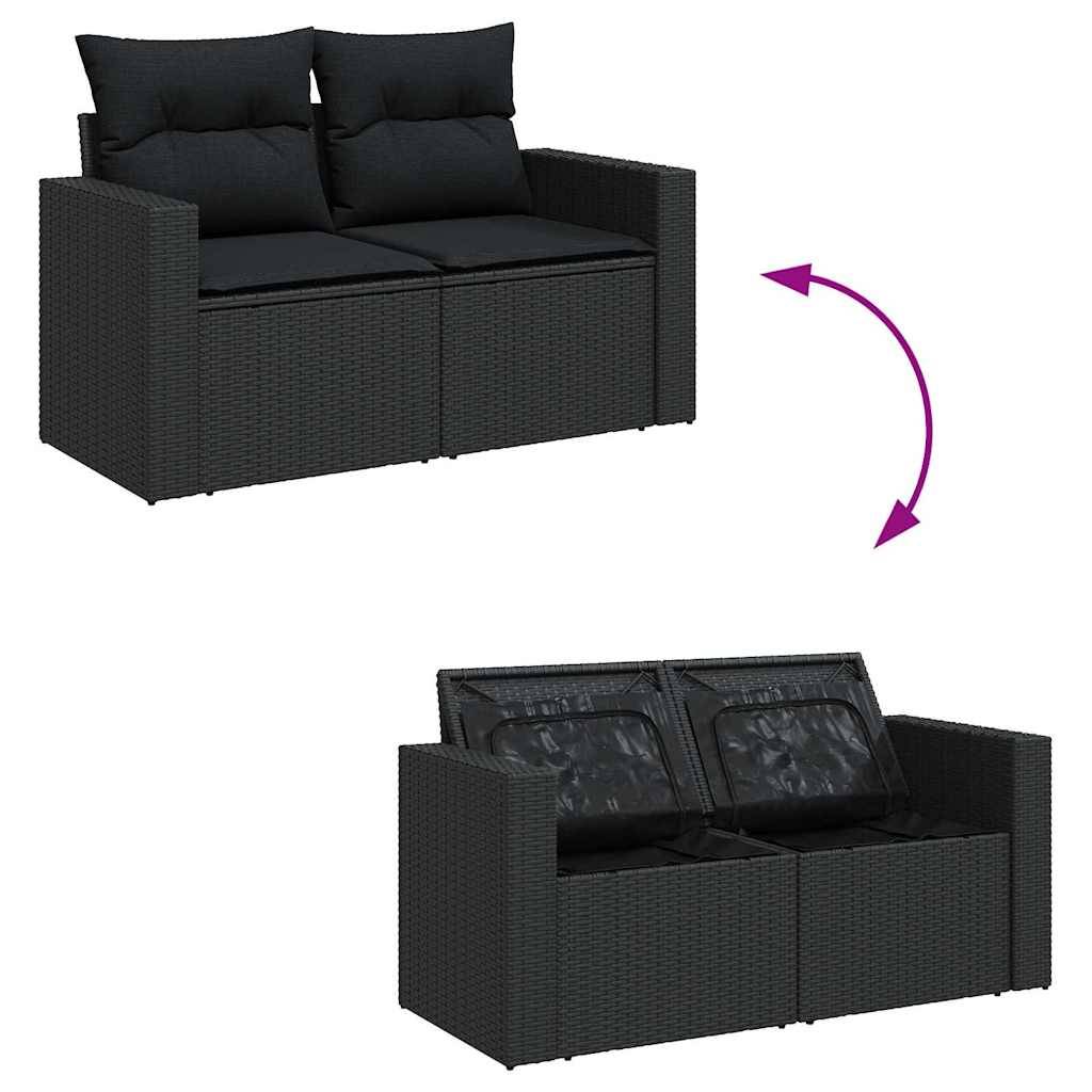 ComfortXL - Salon de jardin 6 places avec accoudoirs en résine tressée et bois table relevable Noir – ComfortXL Outdoor Living - Image 6