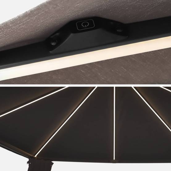 sweeek - Tonnelle 4x3m aluminium effet bois avec rideaux et led beige - Veluna | sweeek - Image 6