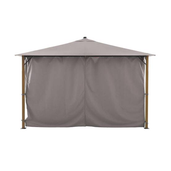 sweeek - Tonnelle 4x3m aluminium effet bois avec rideaux et led beige - Veluna | sweeek - Image 3