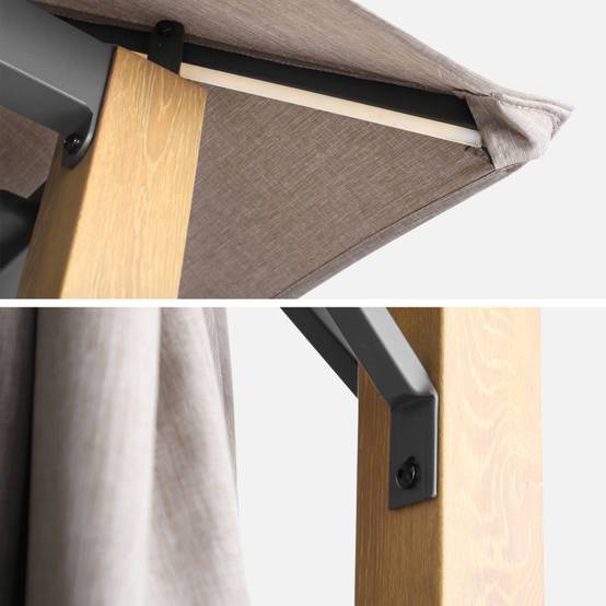 sweeek - Tonnelle 4x3m aluminium effet bois avec rideaux et led beige - Veluna | sweeek - Image 5