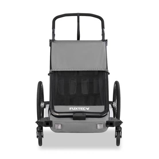 FUXTEC - Remorque vélo gris - FUXTEC Sport Cruiser - charge max. 45kg, 2 ceintures 5 points, Enfants Poussette Pliable - Image 6