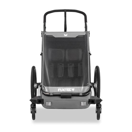 FUXTEC - Remorque vélo gris - FUXTEC Sport Cruiser - charge max. 45kg, 2 ceintures 5 points, Enfants Poussette Pliable - Image 7