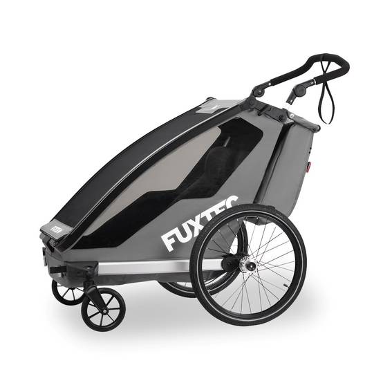 FUXTEC - Remorque vélo gris - FUXTEC Sport Cruiser - charge max. 45kg, 2 ceintures 5 points, Enfants Poussette Pliable - Image 2