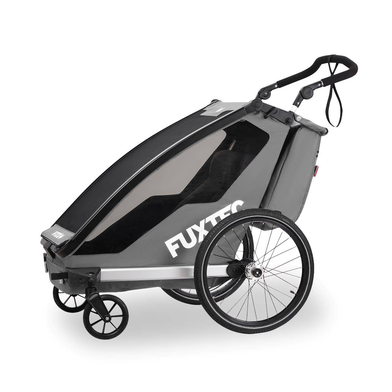 FUXTEC - Remorque vélo gris - FUXTEC Sport Cruiser - charge max. 45kg, 2 ceintures 5 points, Enfants Poussette Pliable - Image 2