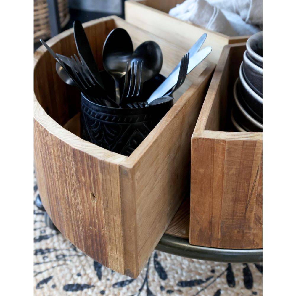 Chemin De Campagne - Etagère sur roues en bois recyclé marron et fer noir Ø.60 x Ht.160.5cm Chemin de campagne - Imagen 4
