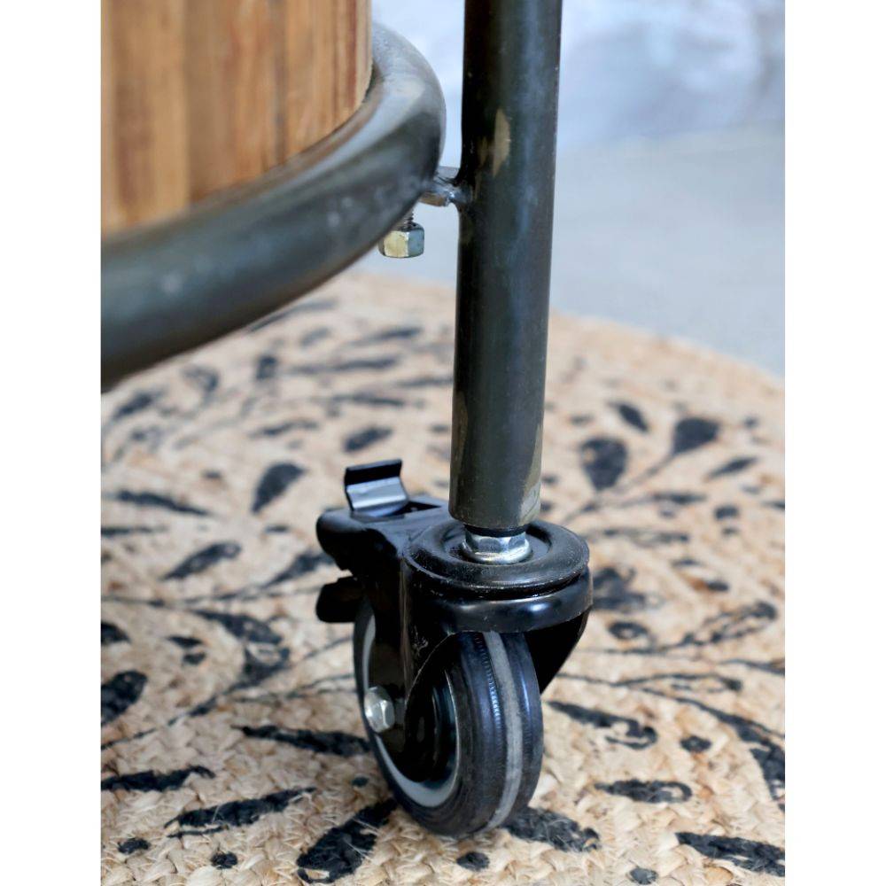 Chemin De Campagne - Etagère sur roues en bois recyclé marron et fer noir Ø.60 x Ht.160.5cm Chemin de campagne - Imagen 6