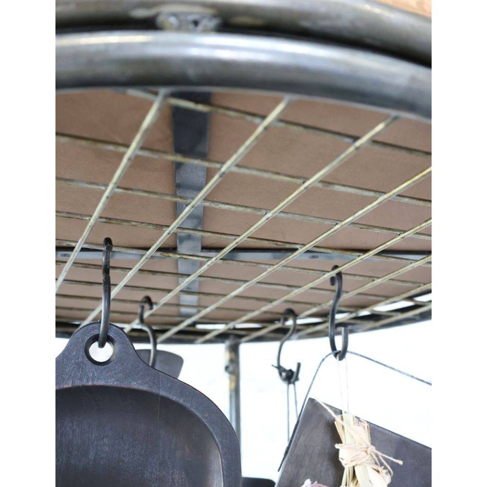 Chemin De Campagne - Etagère sur roues en bois recyclé marron et fer noir Ø.60 x Ht.160.5cm Chemin de campagne - Imagen 3