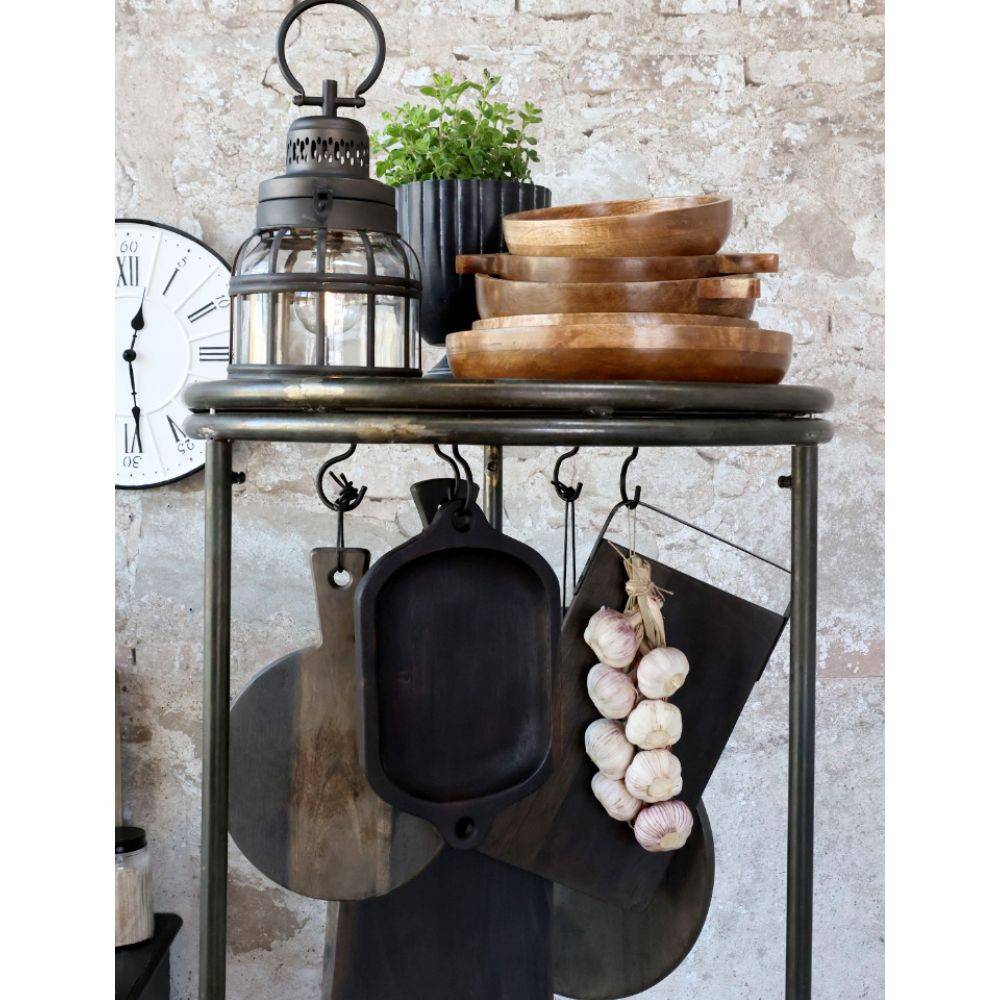 Chemin De Campagne - Etagère sur roues en bois recyclé marron et fer noir Ø.60 x Ht.160.5cm Chemin de campagne - Imagen 7
