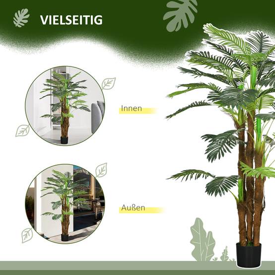 Palmier Artificiel Réaliste Plastique Intérieur Extérieur Branches Flexibles 160cm - ComfortXL Outdoor Living - Image 8