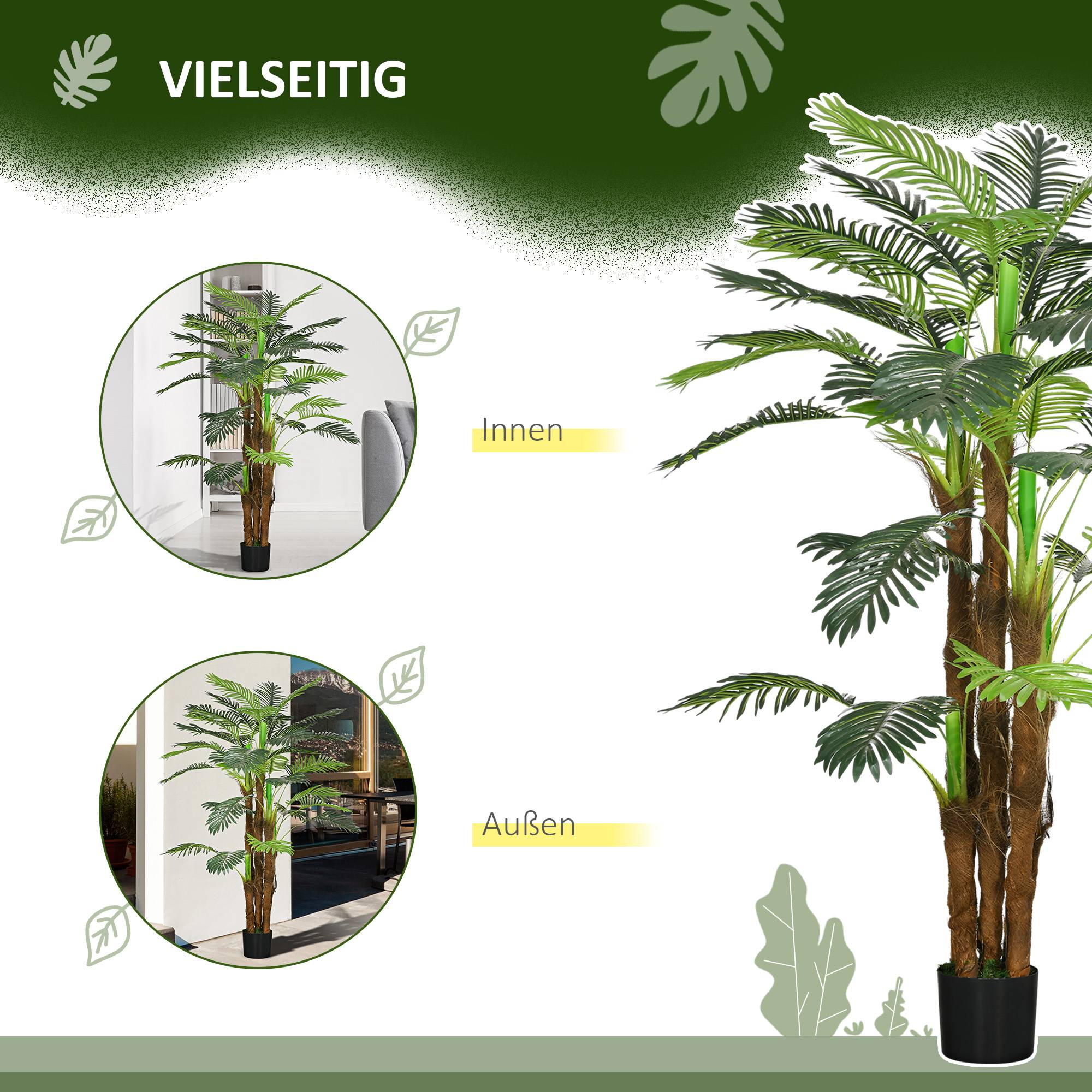 Palmier Artificiel Réaliste Plastique Intérieur Extérieur Branches Flexibles 160cm - ComfortXL Outdoor Living - Image 8
