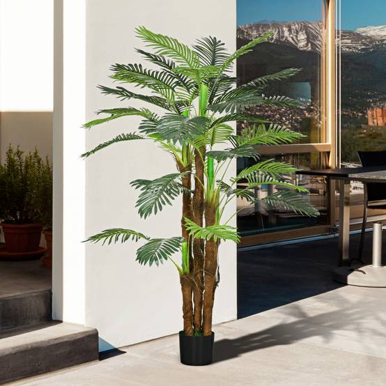 Palmier Artificiel Réaliste Plastique Intérieur Extérieur Branches Flexibles 160cm - ComfortXL Outdoor Living - Image 9