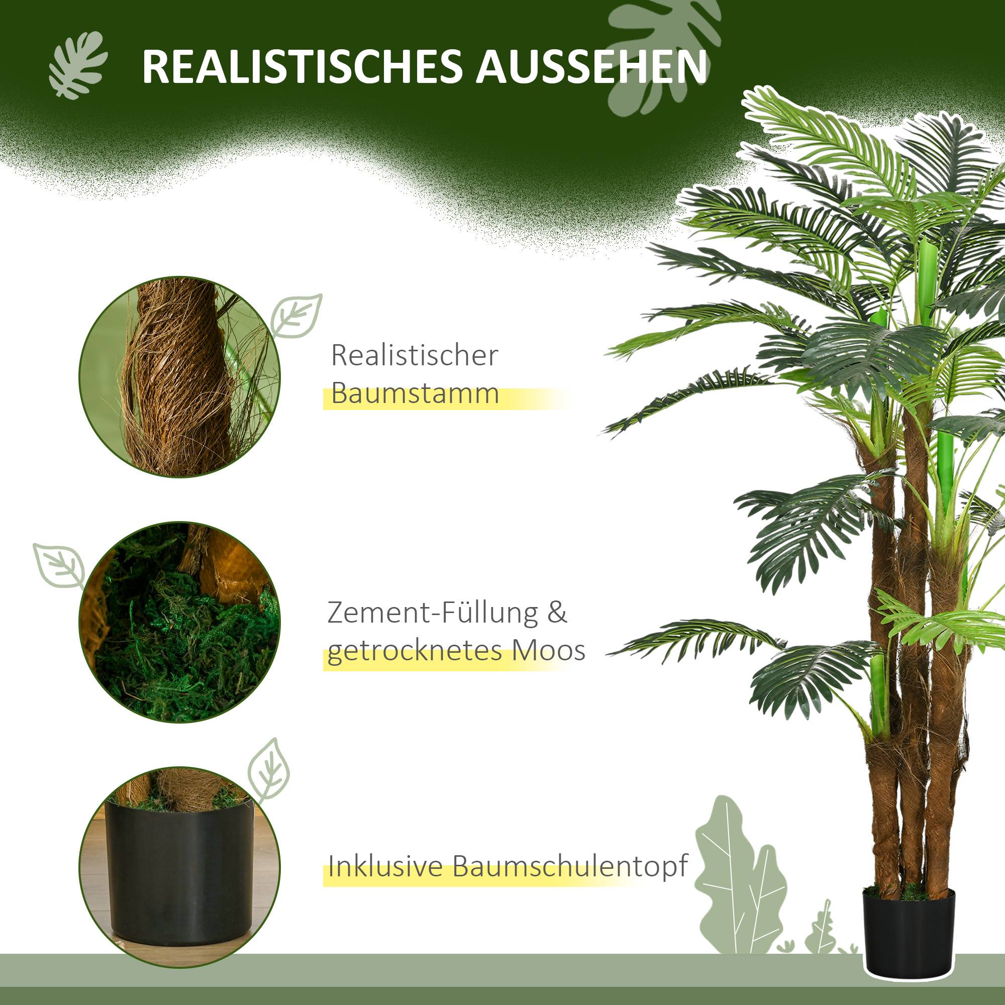 Palmier Artificiel Réaliste Plastique Intérieur Extérieur Branches Flexibles 160cm - ComfortXL Outdoor Living - Image 7