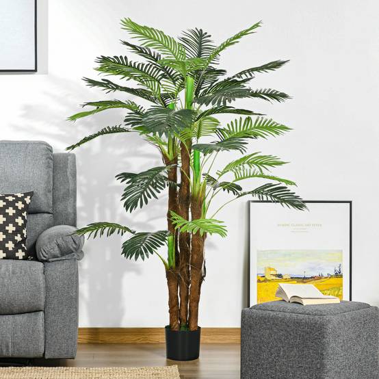Palmier Artificiel Réaliste Plastique Intérieur Extérieur Branches Flexibles 160cm - ComfortXL Outdoor Living - Image 3
