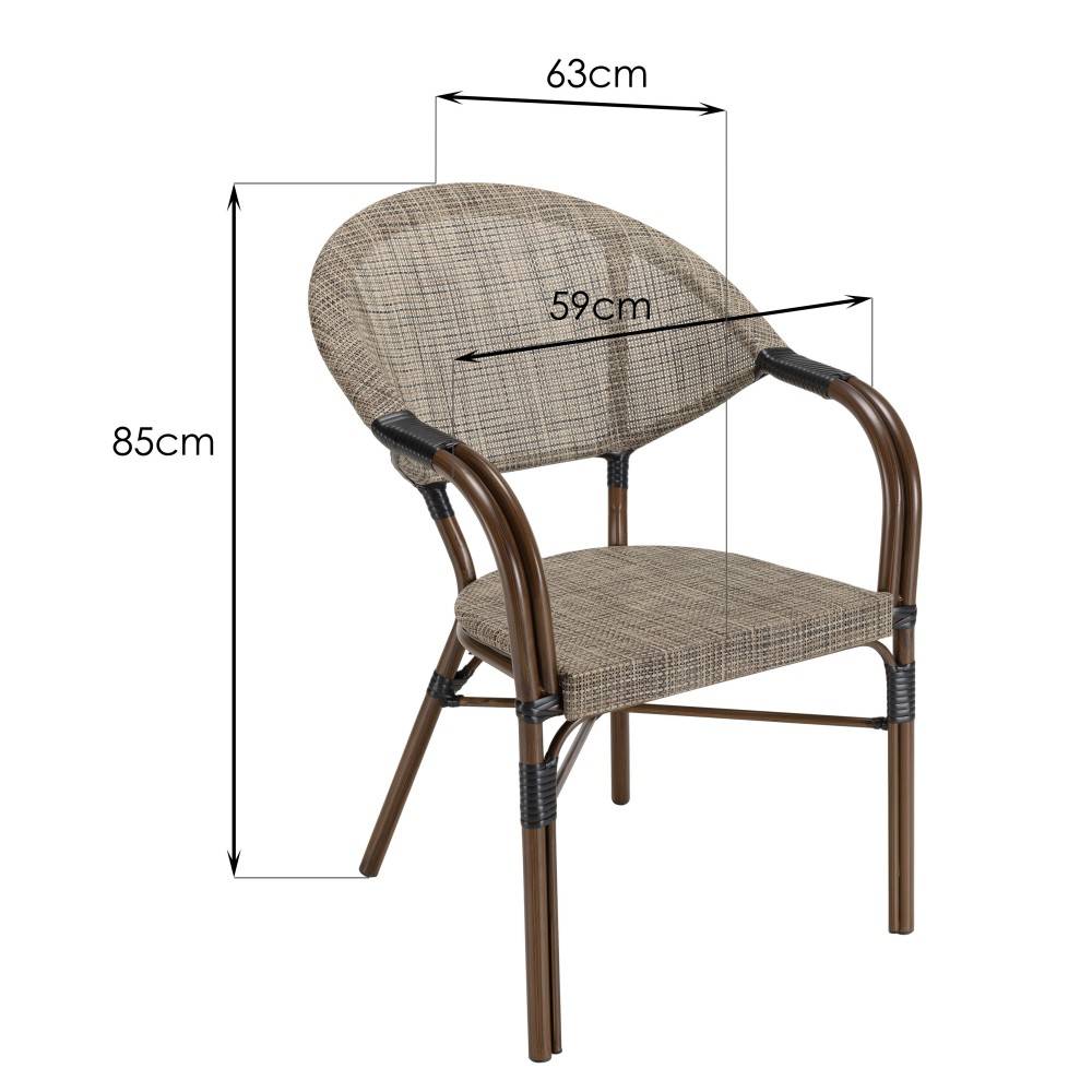 Macabane - VIANNEY - Ensemble de jardin -table 70x70cm et 2 chaises grises - Imagen 7