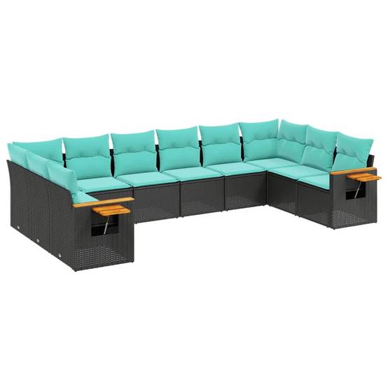 Mobilier de jardin 10 personnes résine tressée modulable avec tables d'appoint pliables Bleu – ComfortXL Outdoor Living - Image 2
