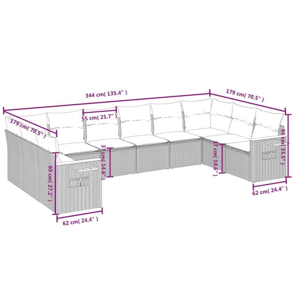 Mobilier de jardin 10 personnes résine tressée modulable avec tables d'appoint pliables Bleu – ComfortXL Outdoor Living - Image 8