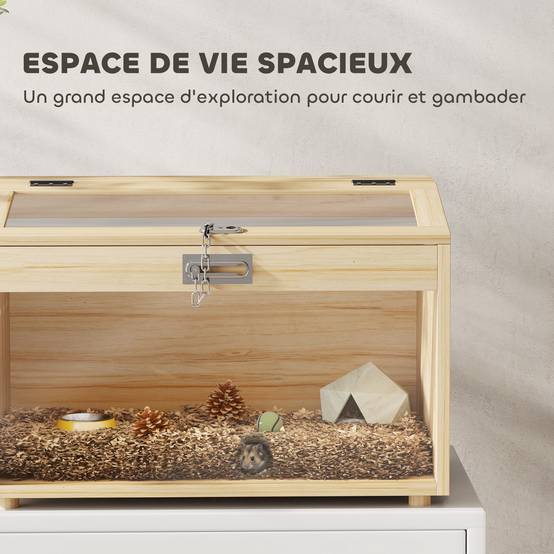 Cage à hamster bois naturel 55 x 35 x 35 cm - PANGIVO - Image 6