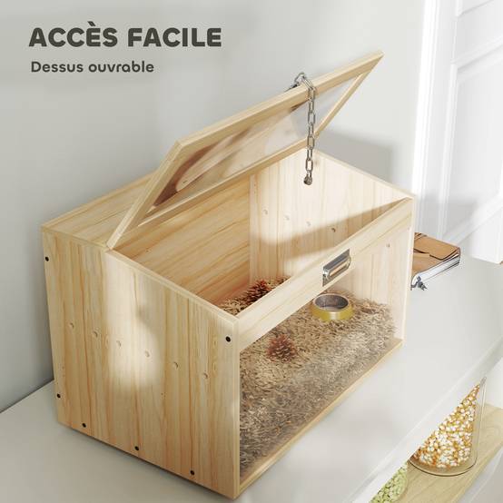 Cage à hamster bois naturel 55 x 35 x 35 cm - PANGIVO - Image 9