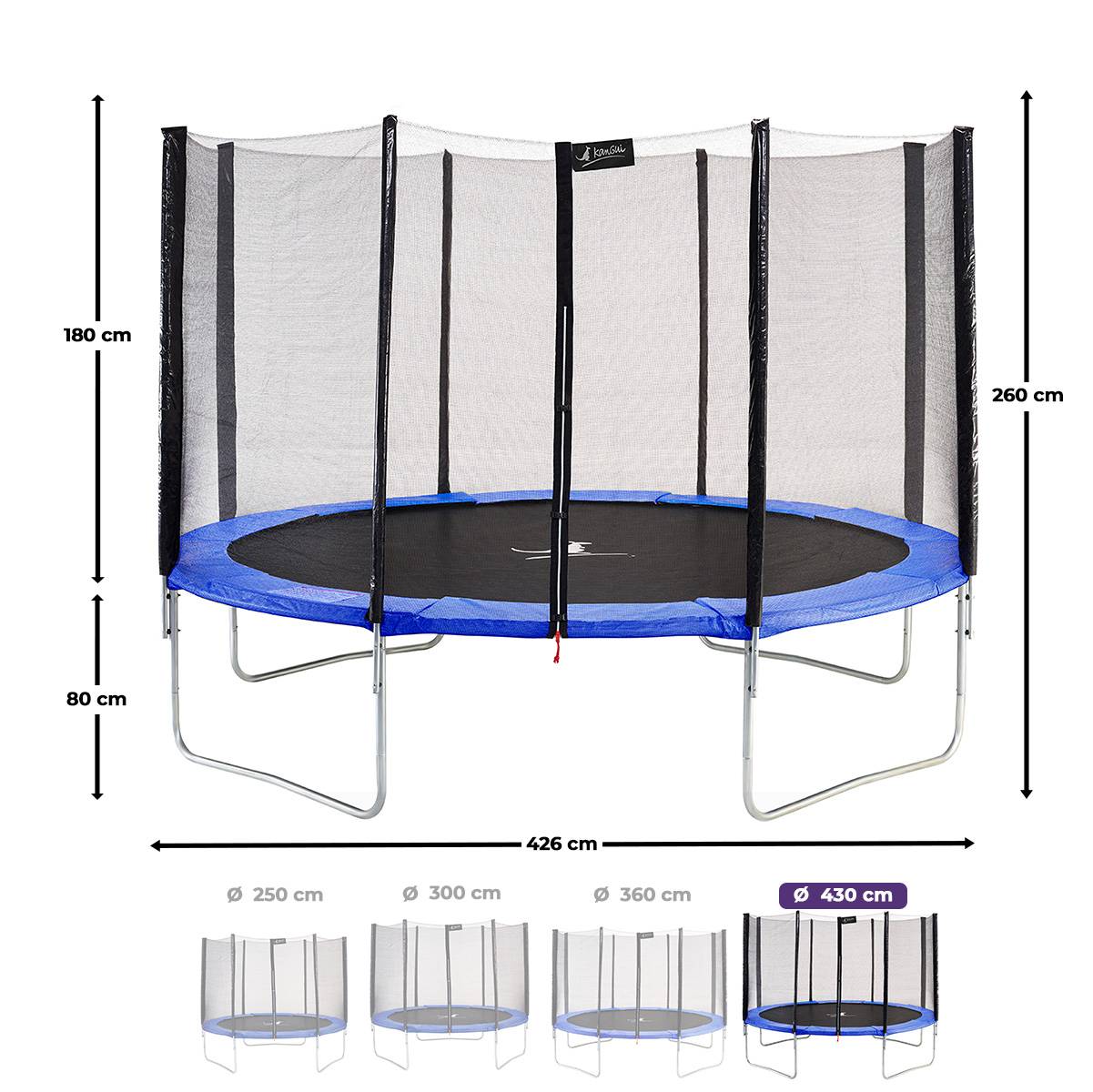 Kangui - Trampoline rond Bleu Ø 430cm avec filet de protection Kangui - Image 3