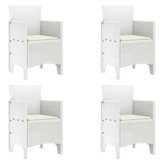 Mobilier d'Extérieur 4 Chaises en PP Effet Rotin pour Jardin et Balcon Blanc – ComfortXL Outdoor Living - Image 1