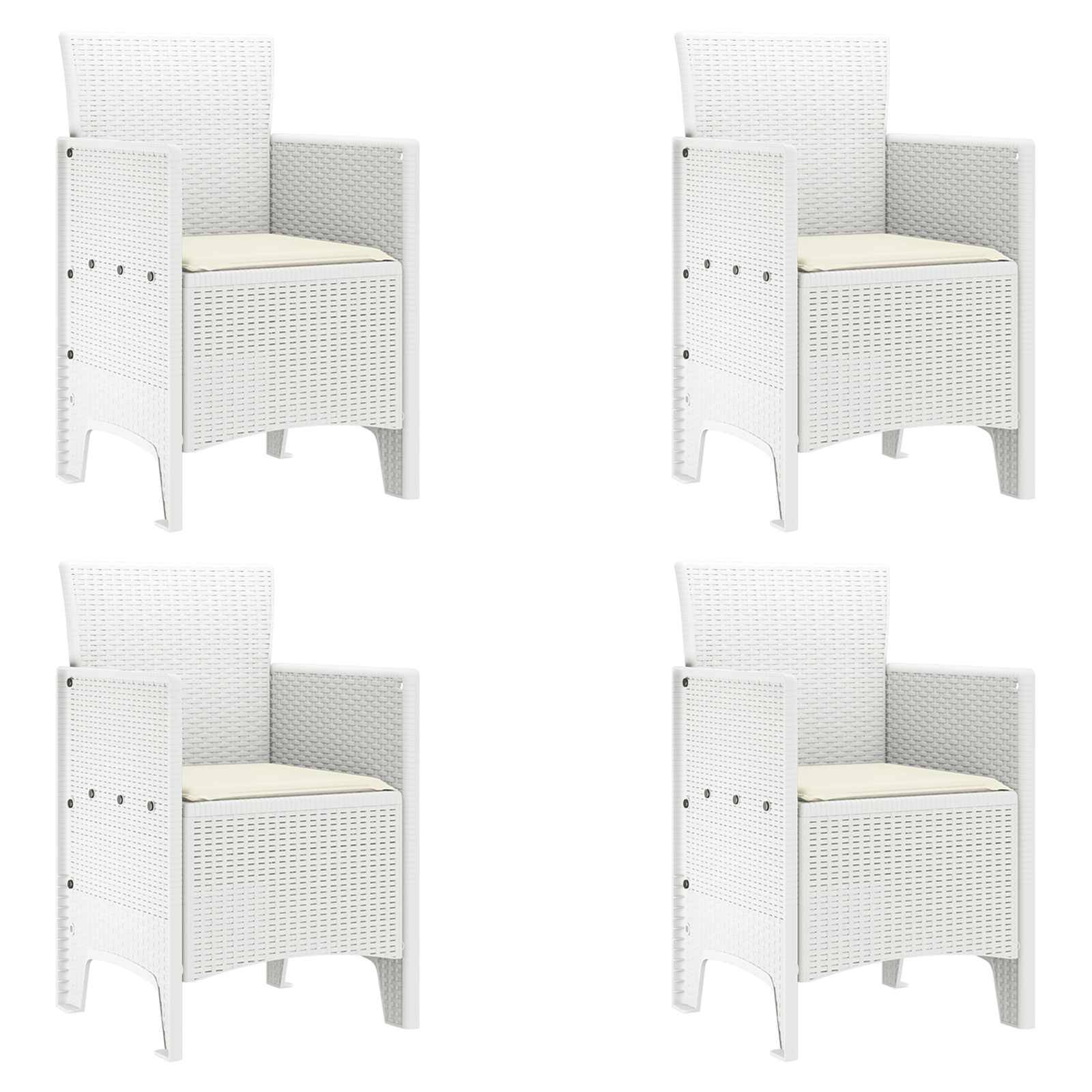 Mobilier d'Extérieur 4 Chaises en PP Effet Rotin pour Jardin et Balcon Blanc – ComfortXL Outdoor Living - Image 1