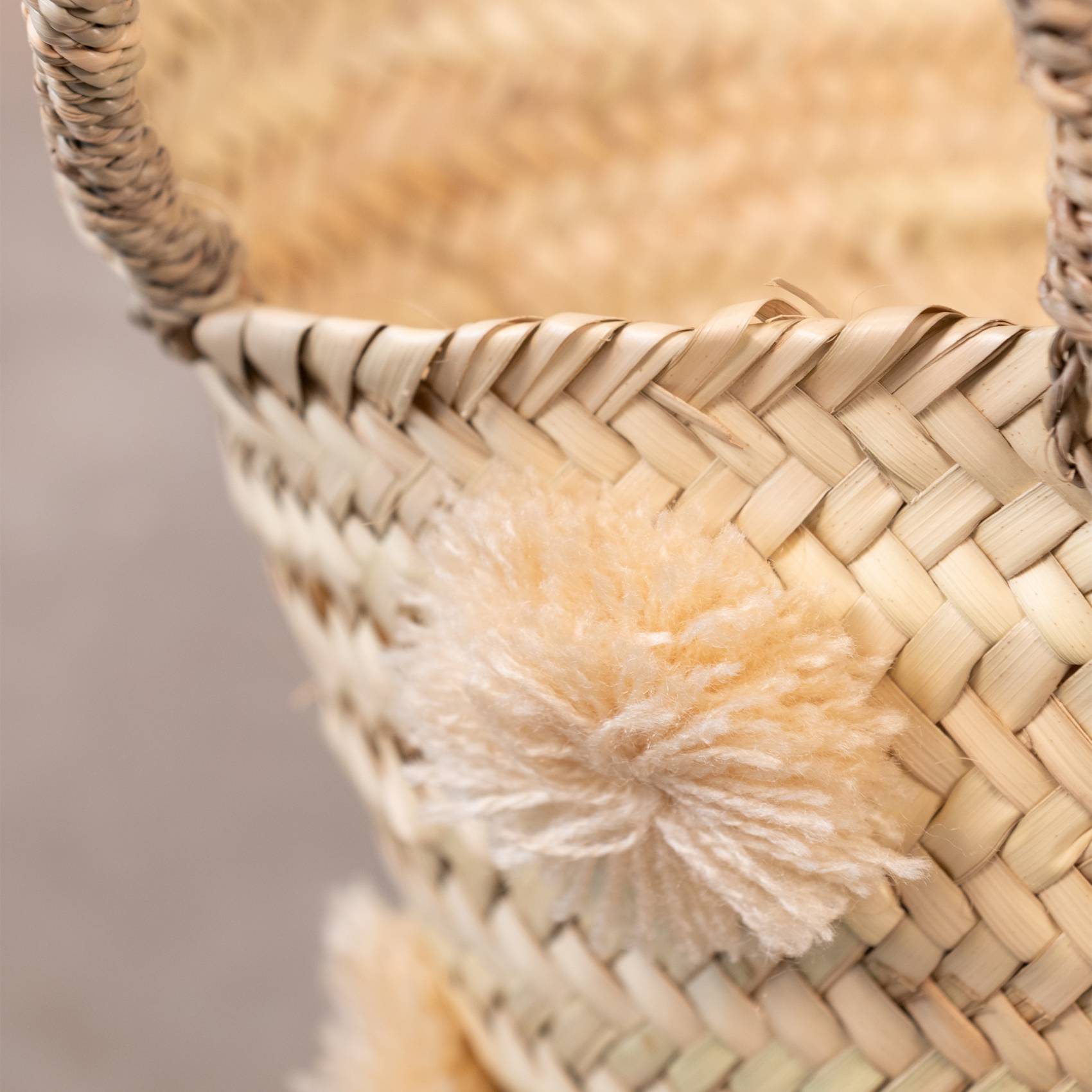 Home Maison - Panier de rangement à pompons - HOME MAISON - Feuille de palmier - Beige - Image 2