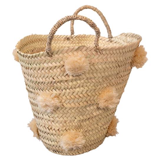 Home Maison - Panier de rangement à pompons - HOME MAISON - Feuille de palmier - Beige - Image 1