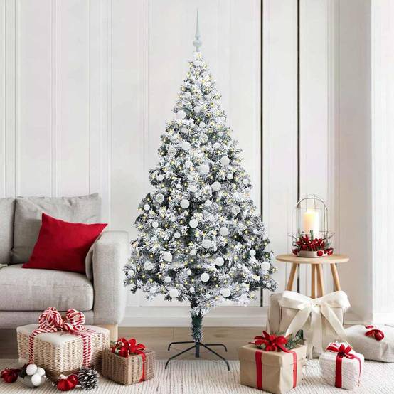 Sapin de Noël | Arbre de Noël artificiel Blanc 180 cm PVC, Acier et Plastique Maison Chic - Image 2