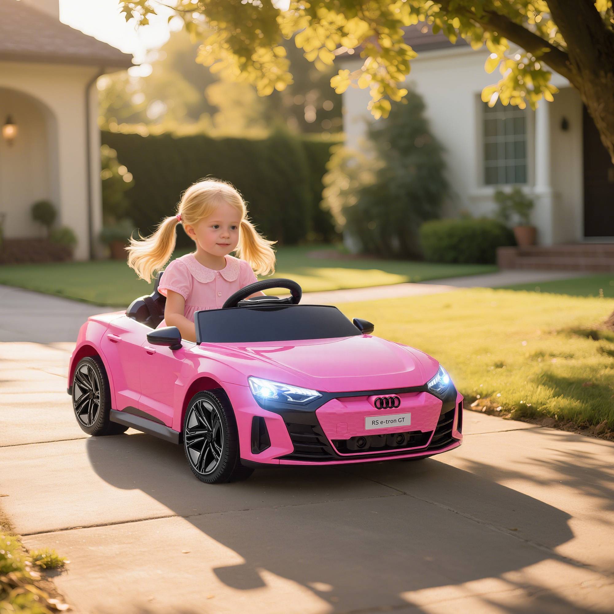 Voiture véhicule électrique enfant 12 V - télécommande parentale - effets sonores, lumineux - Audi RS E-tron GT rose - Image 4