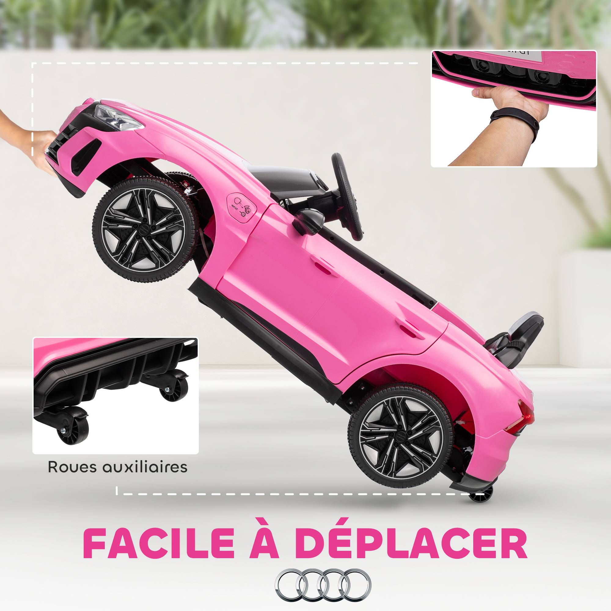Voiture véhicule électrique enfant 12 V - télécommande parentale - effets sonores, lumineux - Audi RS E-tron GT rose - Image 8