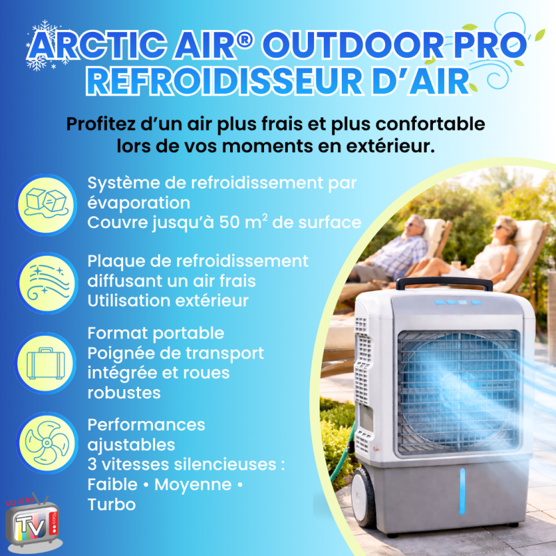Arctic Air Outdoor Pro | Climatiseur Mobile Extérieur | Rafraîchisseur d'Air Évaporatif | Ventilateur Puissant Grande Surface - VENTEO - Image 2