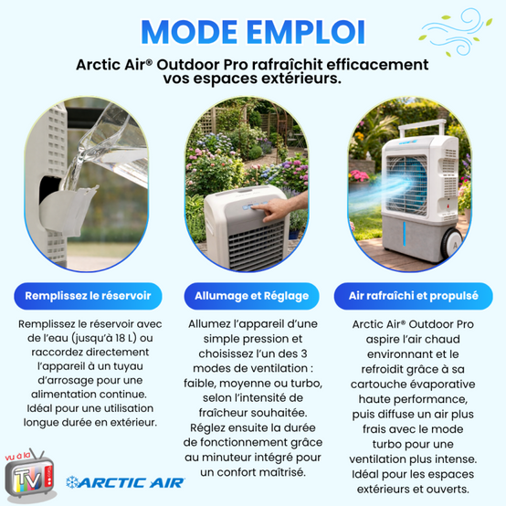 Arctic Air Outdoor Pro | Climatiseur Mobile Extérieur | Rafraîchisseur d'Air Évaporatif | Ventilateur Puissant Grande Surface - VENTEO - Image 4