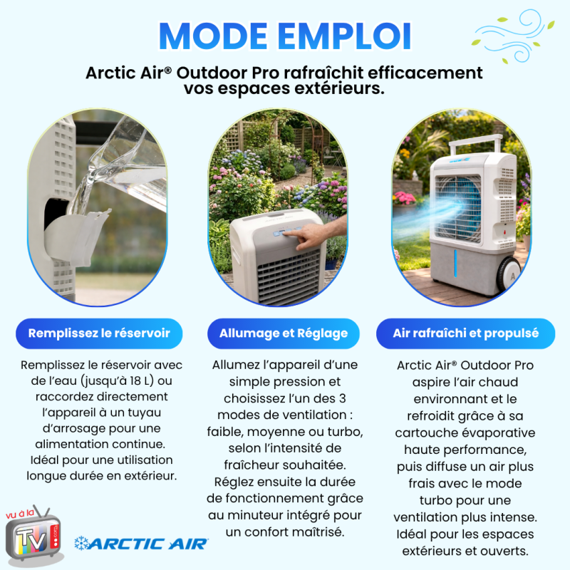 Arctic Air Outdoor Pro | Climatiseur Mobile Extérieur | Rafraîchisseur d'Air Évaporatif | Ventilateur Puissant Grande Surface - VENTEO - Image 4