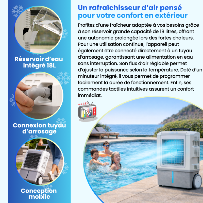 Arctic Air Outdoor Pro | Climatiseur Mobile Extérieur | Rafraîchisseur d'Air Évaporatif | Ventilateur Puissant Grande Surface - VENTEO - Image 3