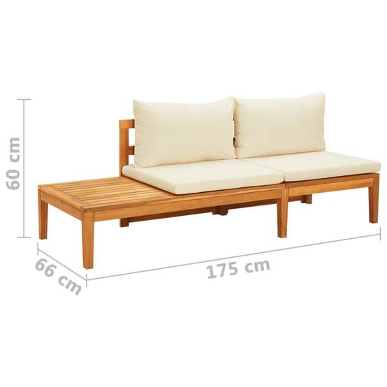 Maison Chic - Banc de jardin - Banc d'extérieur - Banquette avec table et coussins Blanc crème Teck solide - Imagen 8