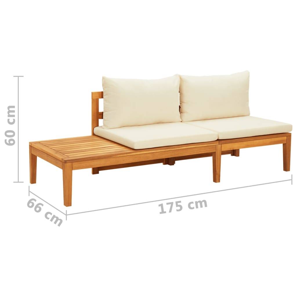 Maison Chic - Banc de jardin - Banc d'extérieur - Banquette avec table et coussins Blanc crème Teck solide - Imagen 8